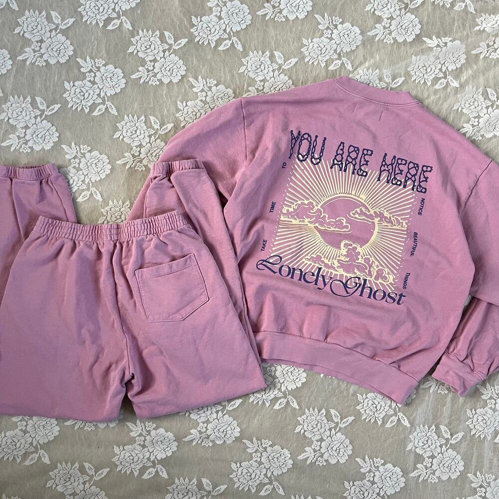 Lonely Ghost Pink “You Are Here” Sweat Set Size S/M - Picture 3 of 6